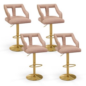 Tangkula 4 PCS Adjustable Swivel Bar Stool w/ Footrest 2-Layer Electroplated Metal Base - 1 of 4