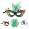 Unique Bargains Colorful Feather Sequins Half Face Party Mask 1 Pc - 3 of 4
