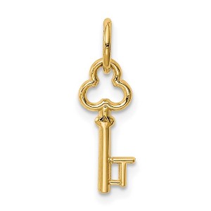Black Bow Jewelry 14k Yellow Gold, Hannah Collection, Mini Initial T Shamrock Key Charm - 1 of 4