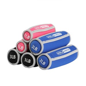 HolaHatha Soft Hand Weights Full Body Strength Training Workout Equipment 1, 2 and 3 Pound Sets for Building and Toning Muscles, Multicolor - 1 of 4