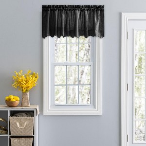 Ellis Curtain Portland Crushed Taffeta Rod Pocket Valance - 48x15", Black - 1 of 4