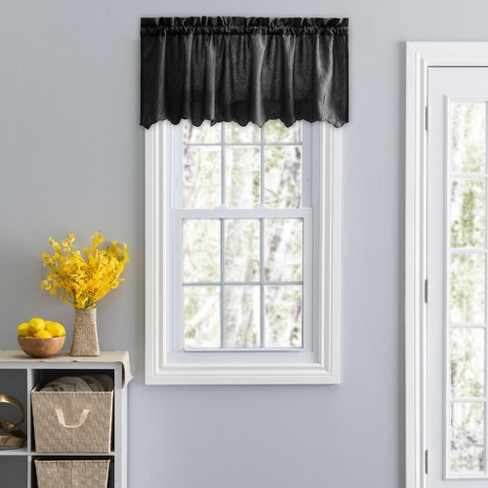 Ellis Curtain Portland Crushed Taffeta Rod Pocket Valance - 48x15", Black - image 1 of 4