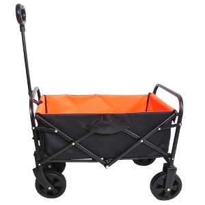 SEVOBAL Utility Storage Cart Mini Folding Trolley, A Versatile Small Trailer For Shopping On The Beach, Black And Yellow, 30.31"*19.89"*36.22" - 1 of 4