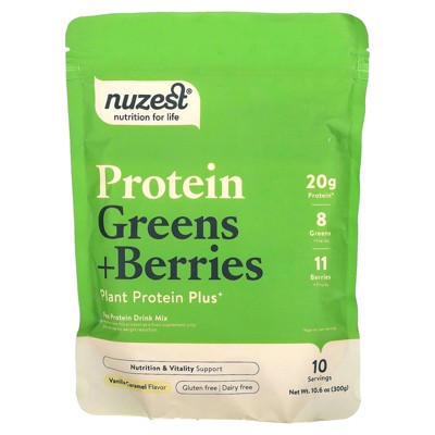 Nuzest Protein Greens + Berries, Vanilla Caramel, 10.6 oz (300 g)