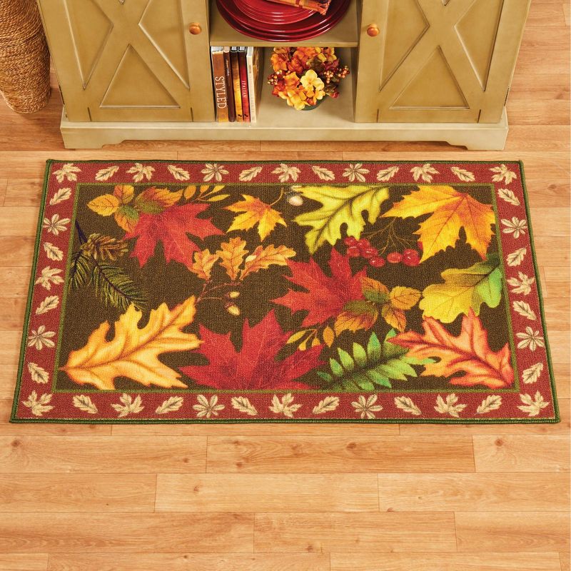 Collections Etc Lovely Fall Colored Leaves Print Design Accent Rug 27" x 45", 2 of 5