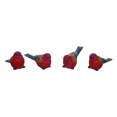 Transpac Small Resin Red Bird Set of 4 Spring Home Decorations