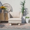 Moda Furnishings Outdoor Patio Deep Seating Aluminum Wood Grain Lounge Chair With Beige Cushions - 2 of 4