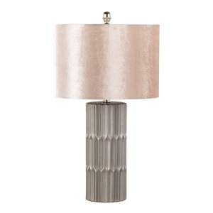 LumiSource Tania 22" Contemporary Ceramic Table Lamp with Champagne Linen Shade: UL Listed, 1-Way Switch - 1 of 4