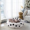 Boersma Donut Cat Bed – Plush Round Washable Pet Bed with Non-Slip Bottom for Indoor Cats, Kittens, Puppies & Small Dogs, Black Dot - 3 of 4
