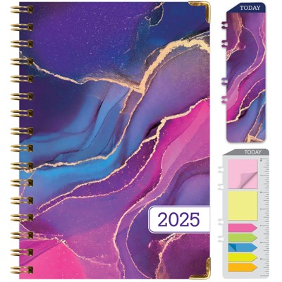 Global Printed Products Hardcover CY 2025 Fashion Planner - 5.5"x8" (Pink Purple Marble)