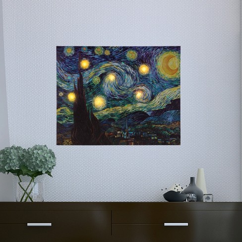 Udlevering omgivet sorg Lighted Wall Art Canvas With Timer- Van Gogh Starry Night Printed Decor  With Led And Color-changing Lights For Home And Office, 12x16 By Lavish Home  : Target