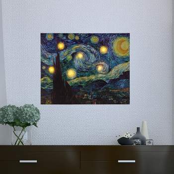 Lighted Wall Art Canvas With Timer- Van Gogh Starry Night Printed Decor with LED And Color-Changing Lights for Home and Office, 12x16 by Lavish Home