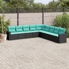 vidaXL 9 Piece Patio Sofa Set with Cushions Black and Blue Poly Rattan - Without Table - 2 of 4