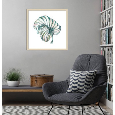 Island Leaf III 25"x25" Svelte Natural Wood Framed Wall Art Print