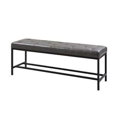 Jakob 50" Wide Contemporary Upholstered Faux Leather Bench with Button-tufted|ARTFUL LIVING DESIGN