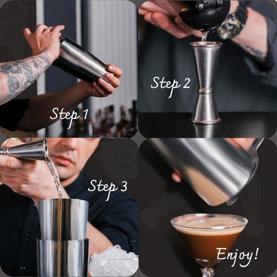 Stainless Steel Boston Cocktail Shaker Set with Wood Stand