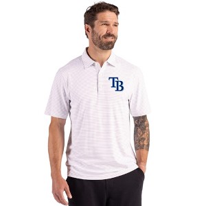 Tampa Bay Rays Cutter & Buck Forge Epic Confidence Fine Line Stripe Stretch Recycled Mens Polo - 1 of 1