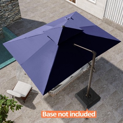 Pellebant Outdoor 13ft Patio Cantilever Umbrella Offset Double Top UV30+ High-strength Pole with 360°Rotation 5 Heights Adjustable Offset