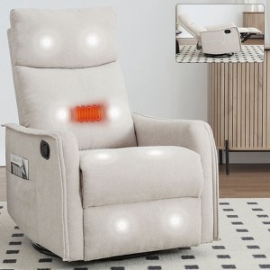 PAGED Modern Swivel Recliner Chair, Heating Massage Chair with Side Pocket, Accent Chair for Bedroom, Living Room Furniture - 1 of 4