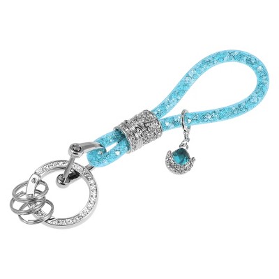 Sparkly Rhinestones & Anti-lost D-ring: Genuine Leather Car Keychain Key  Fob Key Ring Holder Accessories - Temu