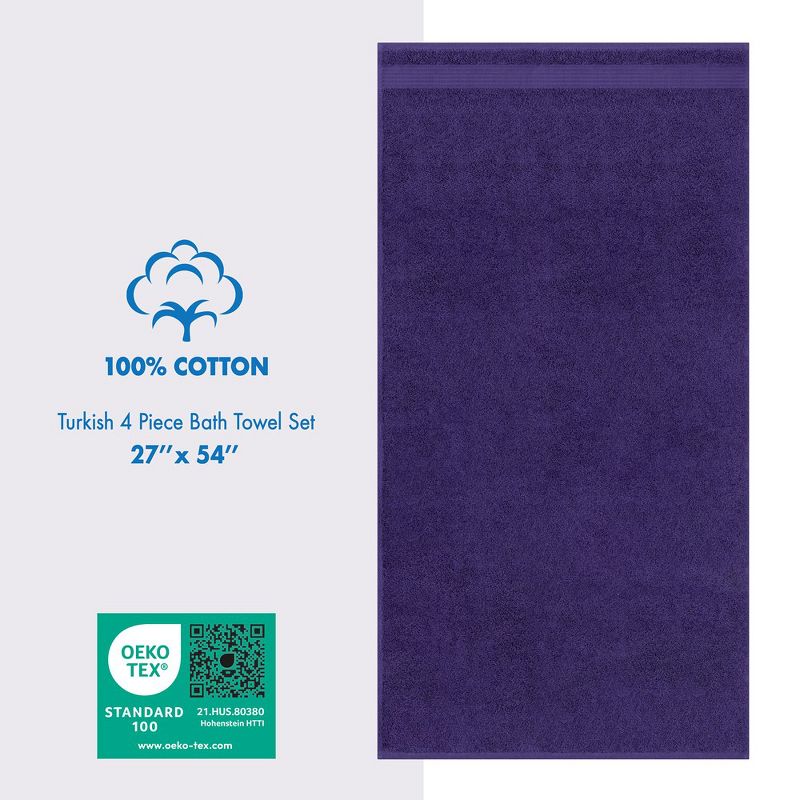 American Soft Linen Premium Quality 100% Cotton 4 Piece Bath Towel Set, Soft Absorbent Quick Dry Bath Towels for Bathroom, 4 of 8