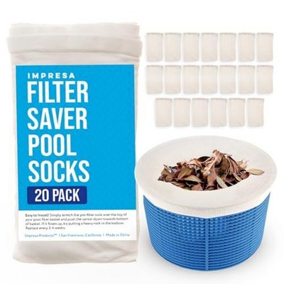 Impresa 20-Pack of Pool Skimmer Socks - Excellent Savers for Pool Baskets and Skimmers