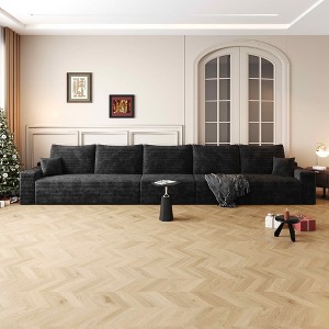 MAYEERTY 135" Large Modular Sofa Black - 135" 6-Seat, Corduroy, Sofa Bed, No Assembly, for Apartment/Living Room - 1 of 4