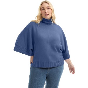 June + Vie by Roaman's Women's Plus Size Wide-Sleeve Turtleneck Sweater - 1 of 4