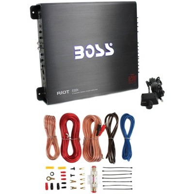 Boss R3004 1200W 4 Channel Car Audio Amplifier Amp & Remote & 8 Gauge Amp Kit