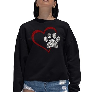 LA Pop Art Paw Heart - Women's Word Art Crewneck Sweatshirt - 1 of 4