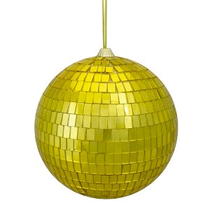 Northlight Mirrored Disco Ball Christmas Ornament - 6" (150mm) - Golden Yellow - 1 of 4
