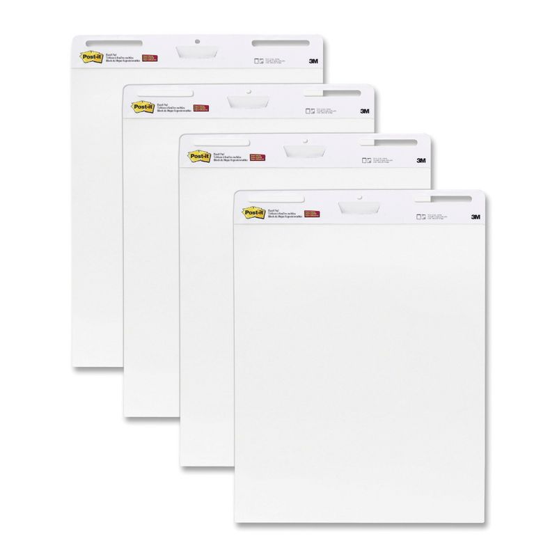 Post-It Self-Stick Easel Pad, 25 x 30 Inches, Unruled, White, 30 Sheets, Pack of 4, 1 of 2