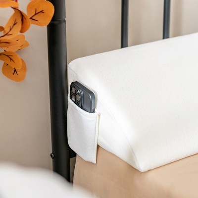 Tangkula Queen Size Bed Wedge Pillow with Side Pocket Bed Gap Filler 60" x 10" x 6" White