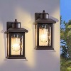 C Cattleya 2-Pack 12in. Oil Rubbed Bronze Outdoor Wall Lantern with Water Ripple Glass - image 2 of 4