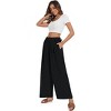 Women's High - Waisted Loose Casual Elastic - Waistband Pocketed Tie - Belt Wide - Leg Pants - 3 of 4