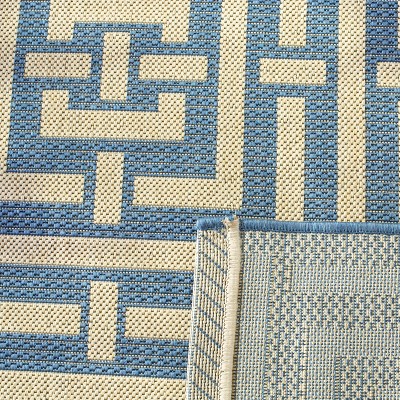 Chic Blue/Bone Geometric 9' x 12' Indoor/Outdoor Synthetic Area Rug