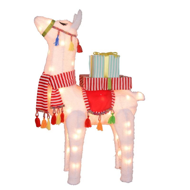 Northlight 31" LED Lighted Plush Fabric Llama with Gifts Christmas Outdoor Decoration, 3 of 6