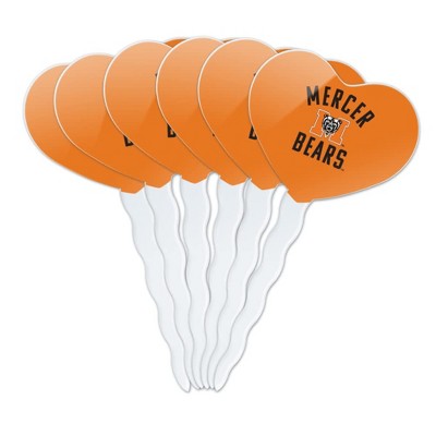 Mercer University Bears Logo Heart Love Cupcake Picks Toppers Decoration Set of 6