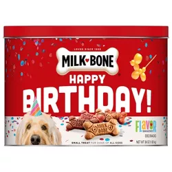 Milk-Bone Birthday Tin with Turkey, Bacon, Chicken, Beef and Sausage Flavor Dog Treats - 36oz