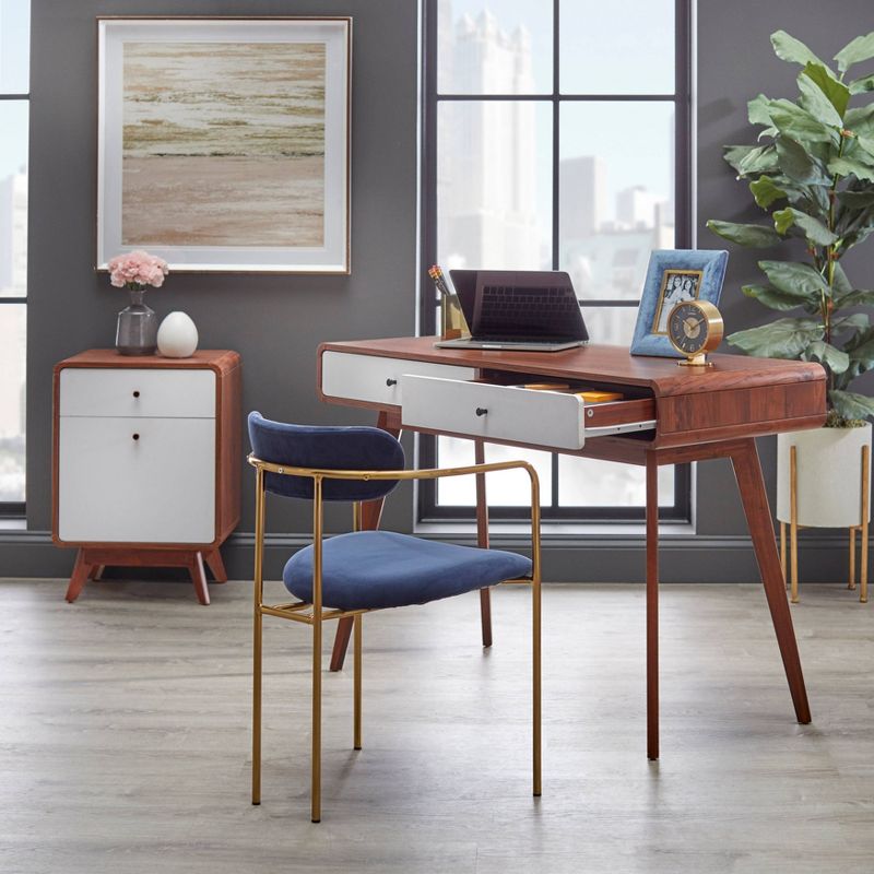 Cassie Writing Desk White/Walnut - Buylateral, 3 of 9