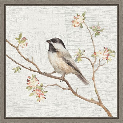 Amanti Art Black Capped Chickadee Vintage by Danhui Nai Canvas Wall Art Print Framed 16-in. x 16-in.
