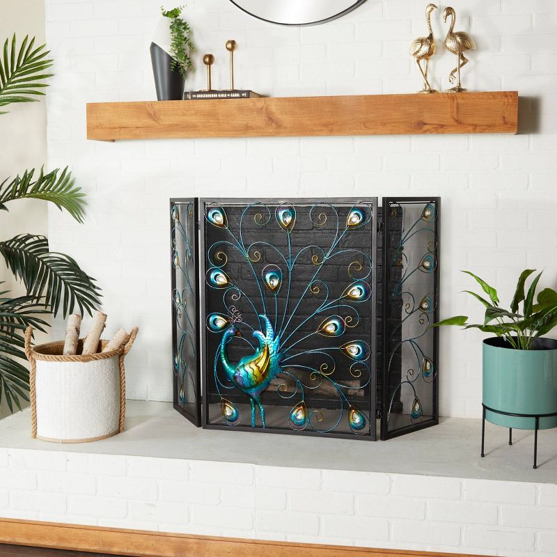 Eclectic Metal Fireplace Screen - Olivia &#38; May, 4 of 28