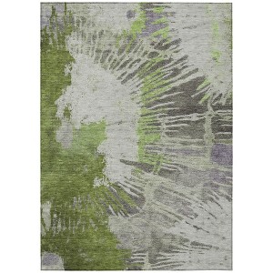 Olive Green Artichoke Green And Fern Green Abstract Washable Indoor Outdoor Area Rug - 1 of 4