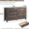 Farmhouse 6 Drawers Dresser, 54" Wide Wood Rustic Wide Chest of Drawers, Storage Dressers Organizer for Bedroom, Living Room, Hallway - 2 of 4