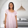 ADR Women's Cotton Nightgown, Ruffled Short Sleeve Lace Trimmed Long Vintage Night Dress Gown - 4 of 4