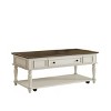 Farmhouse Coffee Table, Retro Movable Table with Wheels, Rectangular Center Table for Living Room – The Pop Home - 3 of 4