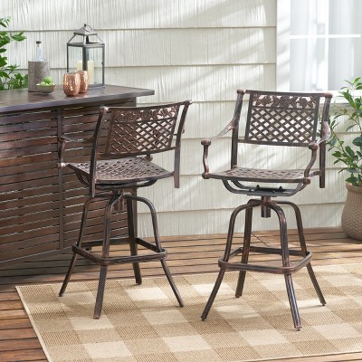 Christopher Knight Home Sebastian Outdoor Cast Aluminum Adjustable Swivel Barstool