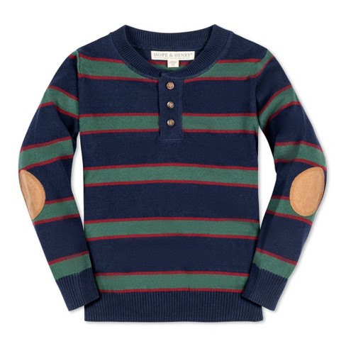 Hope & Henry Boys' Organic Long Sleeve Henley Pullover Sweater with Elbow Patches, Kids - image 1 of 4