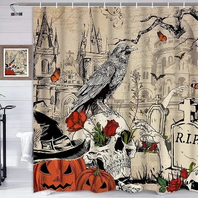 LunaLulinlk Halloween Shower Curtain with 12 Hooks