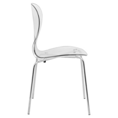 Elegant Oyster Transparent Plastic Side Chair with Chrome Legs